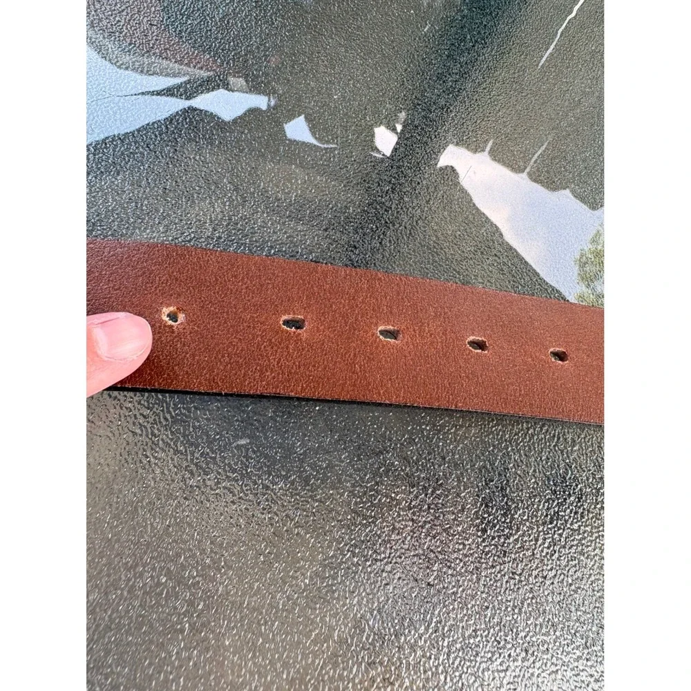 Buffway Mens Brown Genuine Leather Belt Size‎ 36 Brushed Metal Buckle Casual